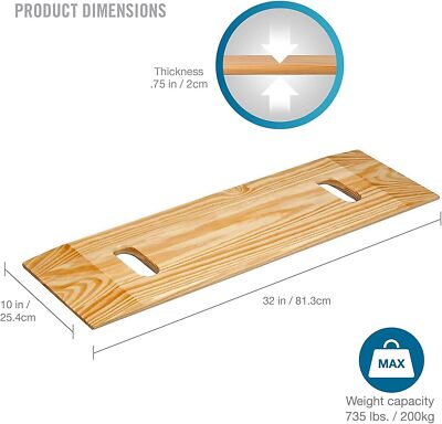 Transfer Board and Slide Board ,Holds up to 735 Pounds,2 Cut Out Handle,32x10 x1