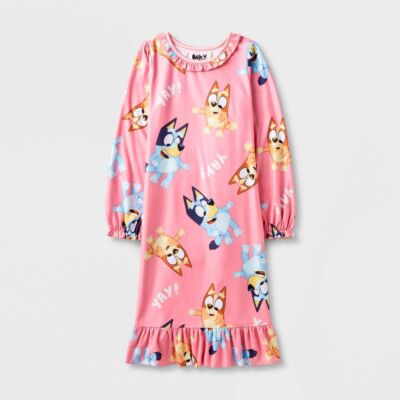 Bluey Nightgown Pajama Gown Disney Bingo Sleep Shirt Girls 4 6 8 Dog Blue  Heeler | eBay