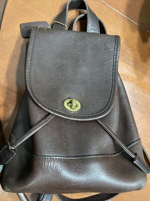 Vintage COACH 9960 Daypack Brown Leather Drawstring Mini Backpack