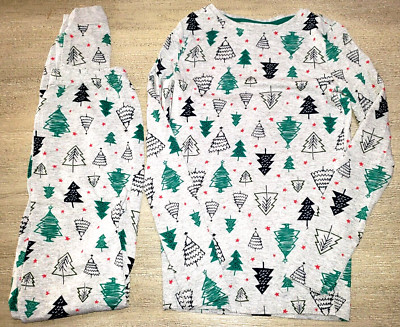 boys 11 years CHRISTMAS 2 PC PAJAMAS set gray blue green trees PRIMARK NICE!