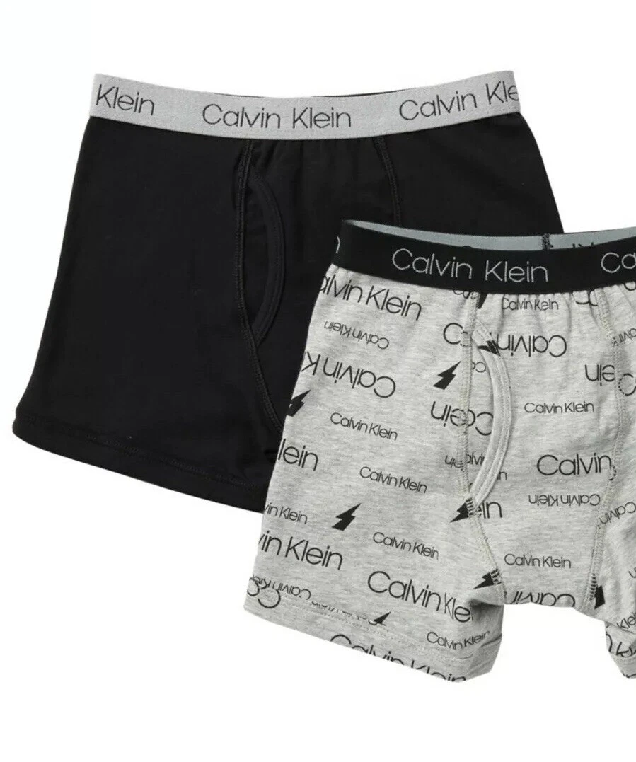 Klein Boys Cotton Stretch Boxer Brief Underwear 2 Pack - Gray/Black - L | eBay