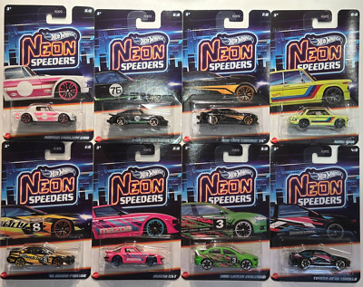 2025 🔥 HOT WHEELS, SILVER SERIES, NEON SPEEDERS, SET OF 8, (JA10