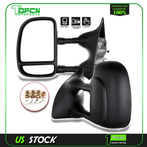 Pair Tow Mirrors For 99-16 Ford F250-F550 Truck Black Manual Side View Mirror