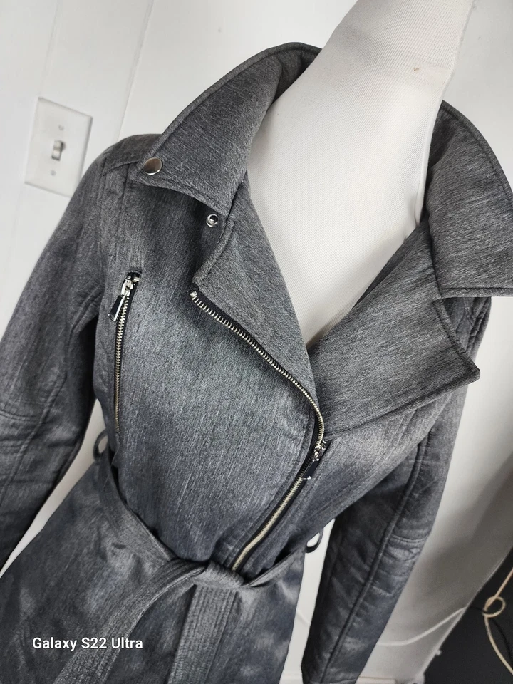 Covington Wms M 灰色聚羊毛背拉链连帽外套 B40 — 第 3/4 张图片