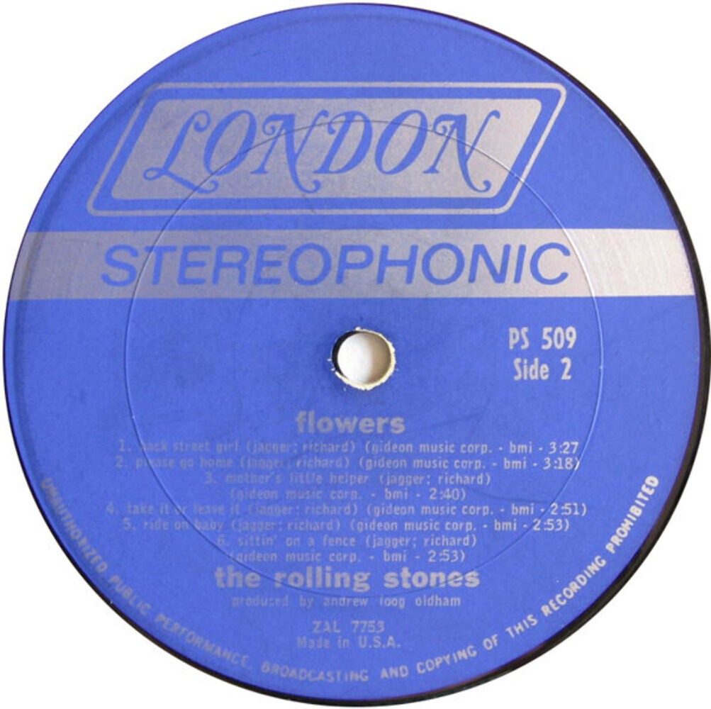 The Rolling Stones Flowers London Records PS 509 LP, Comp