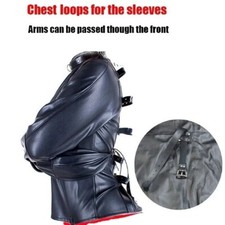 PU Leather Straight Jacket BondageSexy Lingerie Open Crotch Jacket Body Harness 