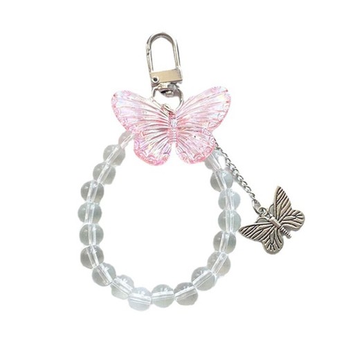Butterflies Tassel Phone Lanyard Short Female Glass Beaded Phone Shell Pendant - 第 3/8 張圖片