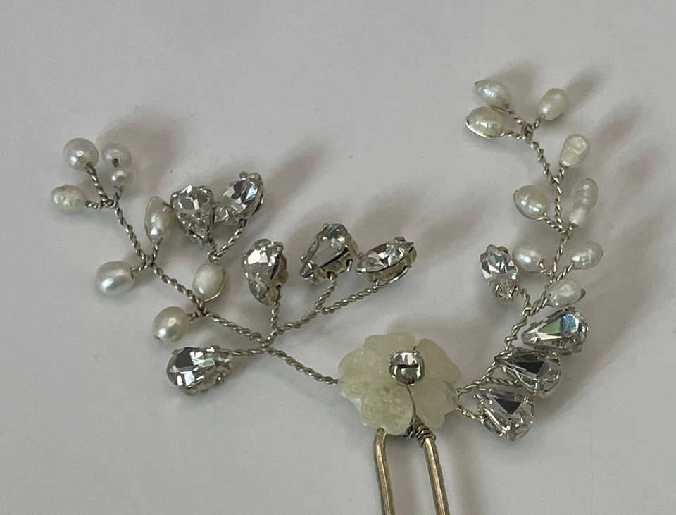 3 accesorios personalizados para peine de pelo nupcial pasador cuentas a mano perlas cristal estrás Foto 4 de 4