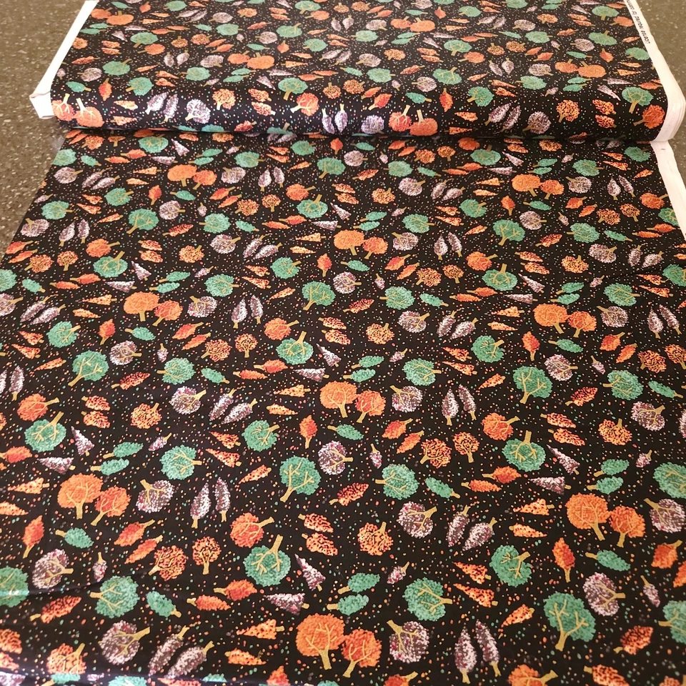 Autumn Splendor BTY Quilting Treasures Fall Trees on Black - Image 3 of 3