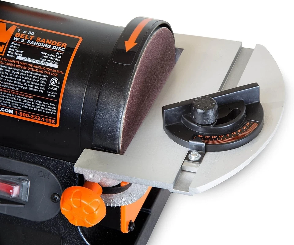 WEN Benchtop Belt and Disc Sander with 1 x 30 in. Belt  5 in. Sanding Disc 6515T - Image 4 of 4