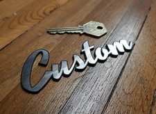 'Custom' Self Adhesive Acrylic Bike Car Scooter Badge 4.25" Built Racer Hot Rod