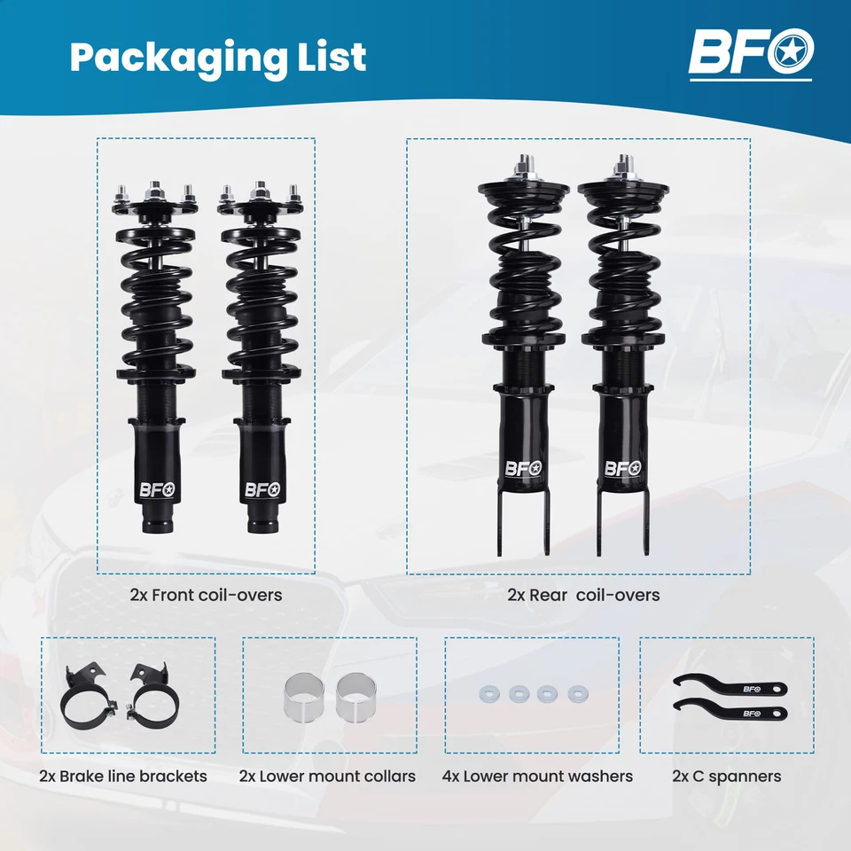 BFO Full Coilover Suspension Lowering Kit for Honda Civic 1996-2000 EK - Image 2 of 4