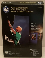 Hp Advanced Photo Paper 66 lb. Glossy 5 x 7 40 Sheets/Pack Q8690A Box Open