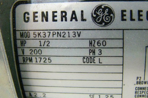 Gast 1/2 HP Air Compressor 1725 RPM, 200v, 3PH, 3LBA-22-M410X - Picture 4 of 11