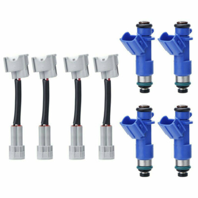 4Pcs 410cc Fuel Injectors w/Adapters 16450RWCA01 For Denso Honda Acura RDX