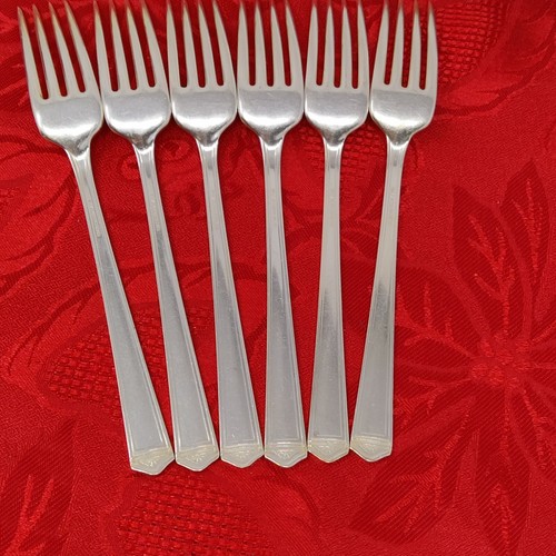 6 DF 1847 Rogers ANNIVERSARY Dinner Forks Silverplate 1923 7 1/4" - Picture 9 of 15