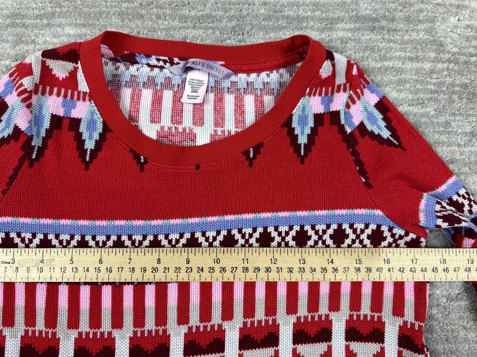 Top Victorias Secret para mujer extra pequeño rojo estampado azteca manga larga tejido gofre Foto 4 de 4