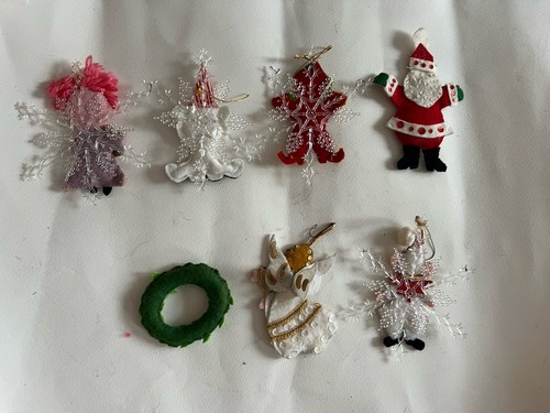 Vintage Handmade Felt Sequin Christmas Ornaments Decor Kitsch Lot 8 - Picture 4 of 14