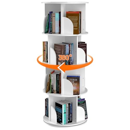 4 Tier Rotating Bookshelf Tower, 360 Degree Revolvin Bookcase,Spinning - Picture 1 of 6