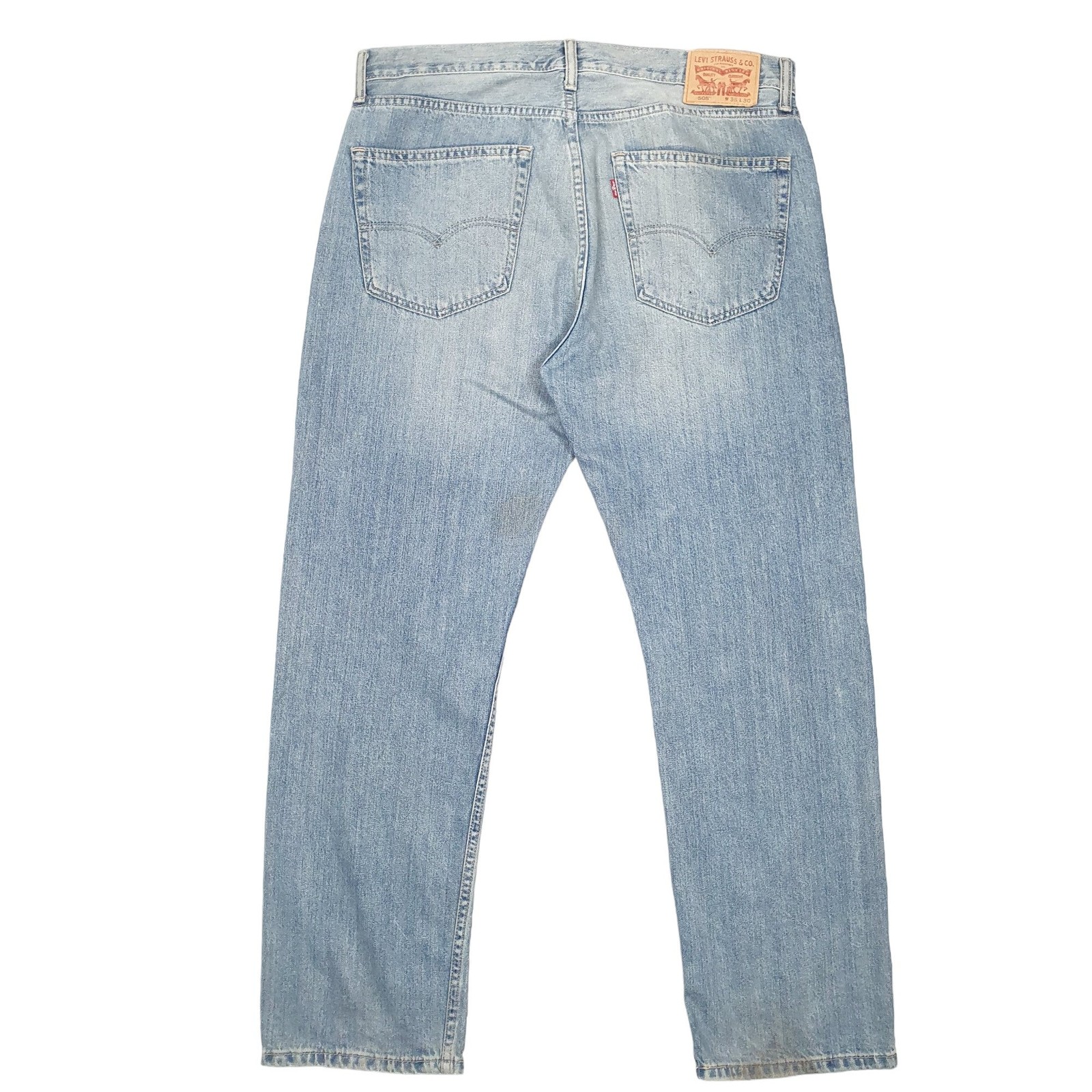 LEVIS 505 Jeans Regular Fit Blue Denim Trousers Mens W38 L30 image 3