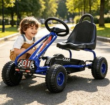 Pedal Go Kart, 4-Wheel Pedal Powered Ride On with Adjustable Seat, Handbrake