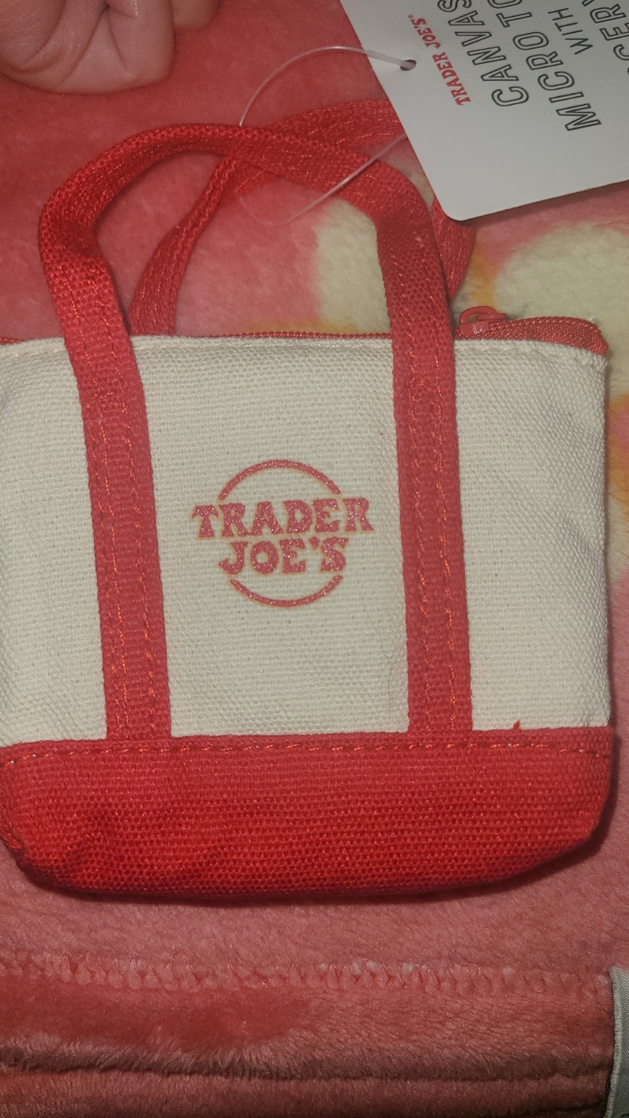 Trader Joe’s Canvas Mini mini Reusable Tote Bag Red Limited Edition New