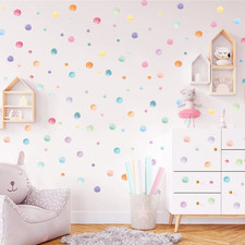 123 Pcs Pastel Polka Dots Wall Stickers, Colorful round Wall Decal, Peel and Sti