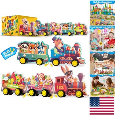 Magnetic Train Toy Set with Bunny and Bear - 5 Pieces of Playful Learning