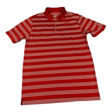 Nike Golf Dri-Fit Golf Polo Shirt, Red Striped, Short Sleeves, Men's Size Medium