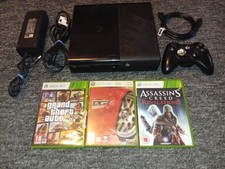 Xbox 360 E 250GB Console Black Controller All Cables 3 Games Tested Working