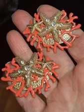 Lindsay Phillips Interchangeable Shoe Snaps Coral Starfish Rhinestones