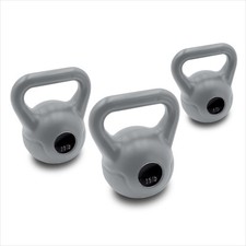 Barbell 30lb Vinyl Kettlebell Set 5, 10, 15 lbs , Gray