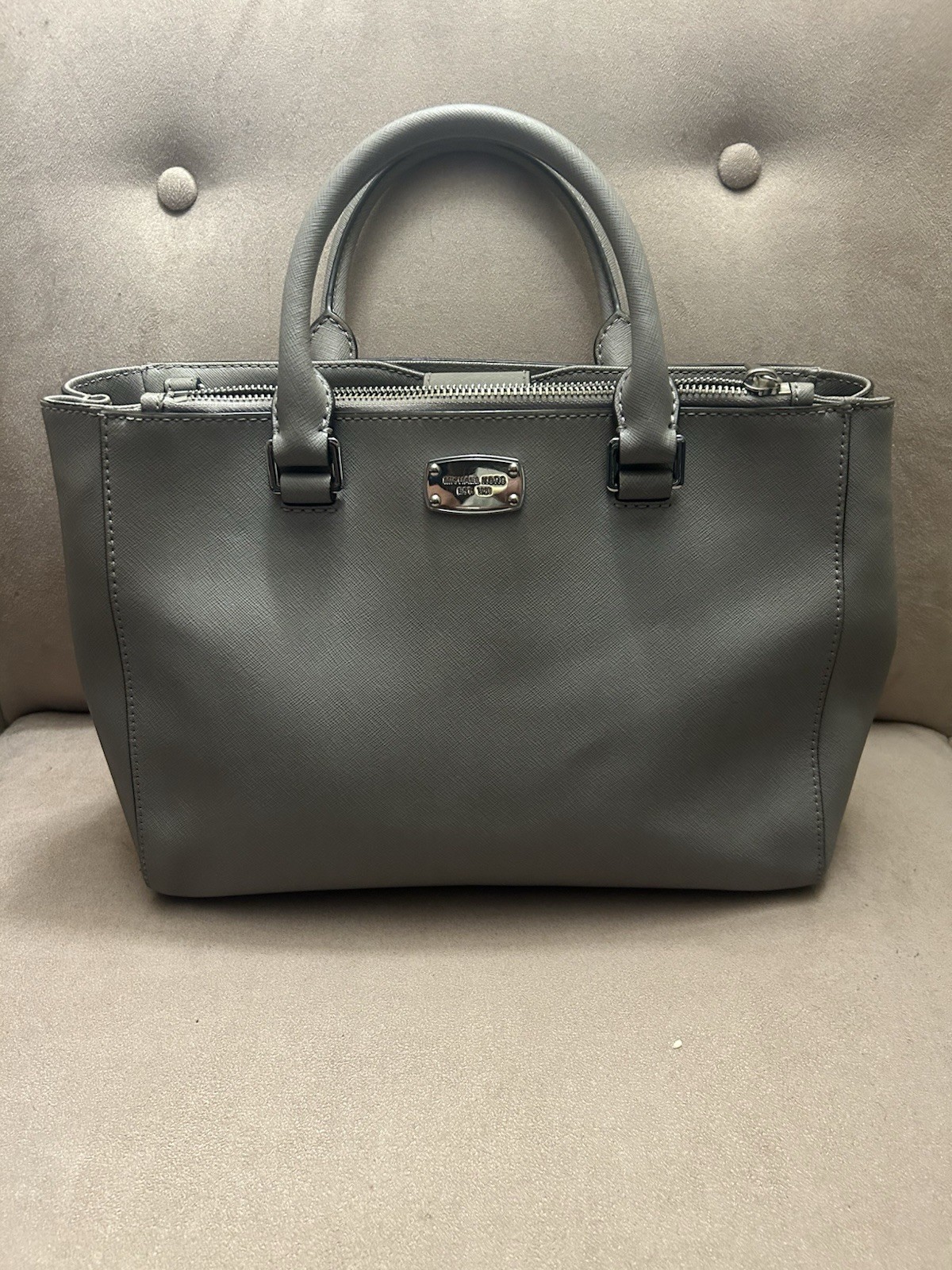 Michael Kors Medium Saffiano Leather Satchel Gray