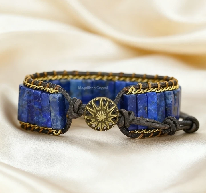 Premium Lapis Lazuli Bracelet Genuine Natural Stone Balance Handmade Jewelry - Image 4 of 4