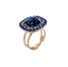 Ring by Mariana Woman Elegant Capri Blue and Aquamarine Swarovski Crystals