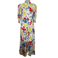 RIXO X Target Tropical Floral Ruffle Front Puff Sleeve Maxi Long Dress 2 Travel