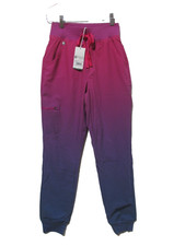 NWT Sz XXS Figs Womens Zamora Joggers FREEX LINED Scrub Pants Yoga WB Pink Ombre