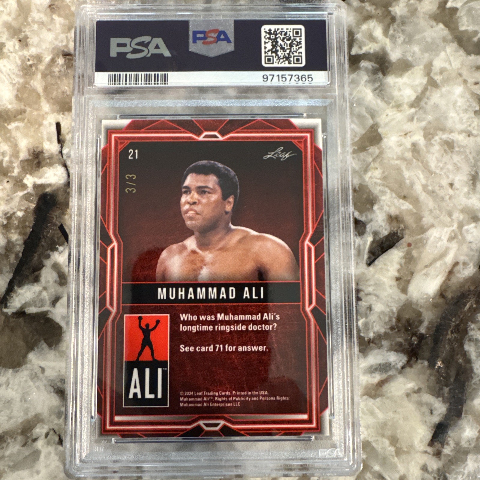 2024 Leaf Muhammad Ali Legacy Collection - #21 Dark Blue Prismatic 3/3 PSA 8 view 9