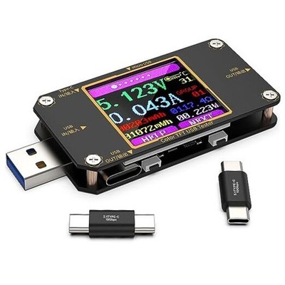  USB Tester Meter USB C Voltage Tester, 2-in-1 Digital USB Current Watt A3