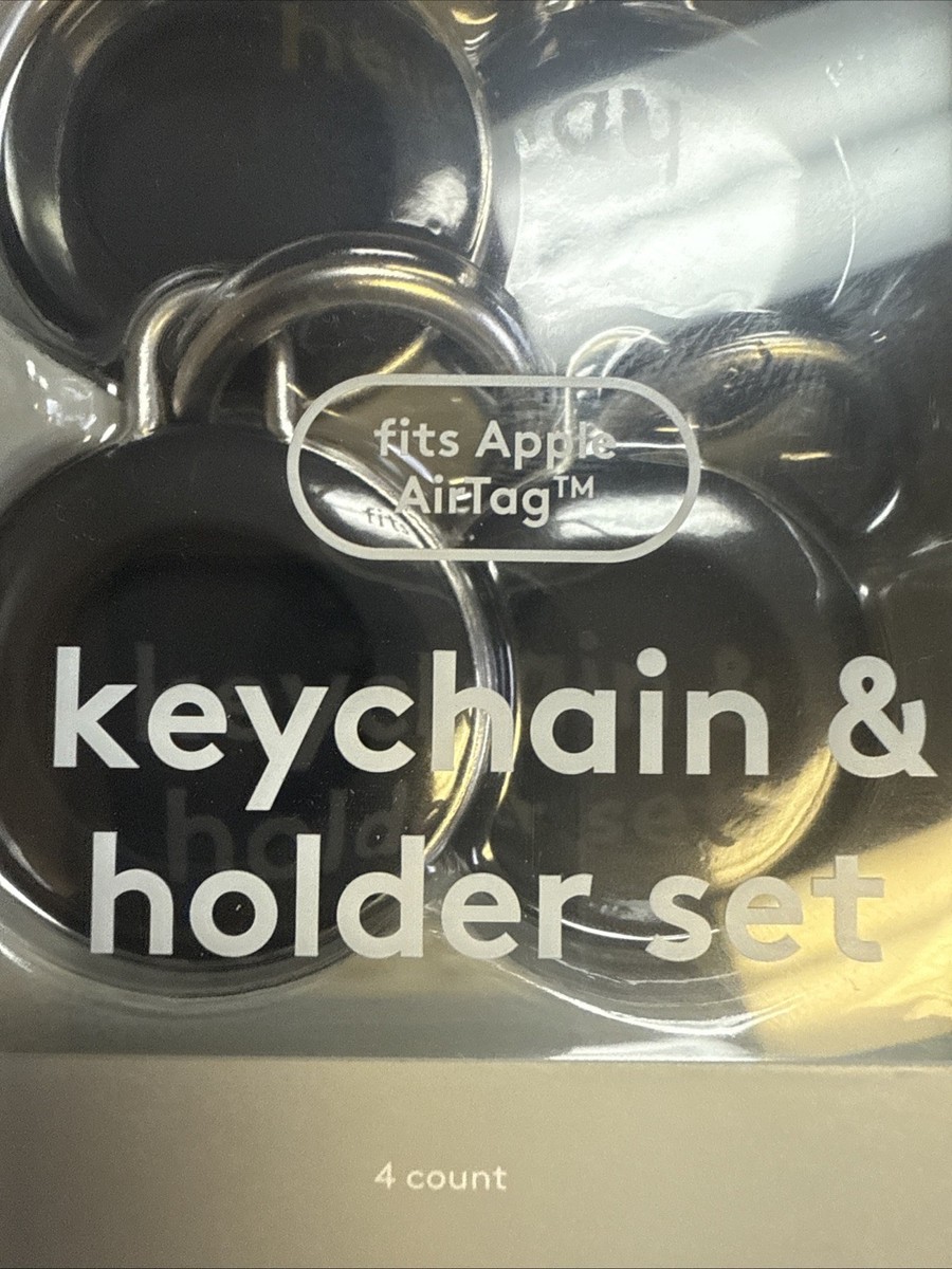 APPLE AIR TAG 4 PACK KEYCHAIN & HOLDER SET BLACK- heyday- NEW | eBay
