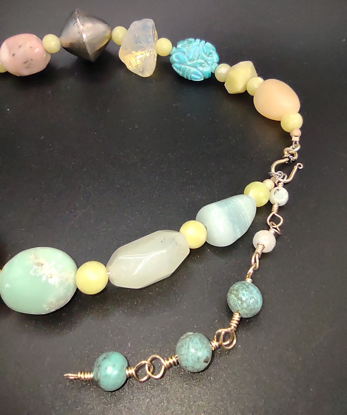 AGATE, CARVED JADE, MULTIPLE GEMSTONE NECKLACE 92… - image 5