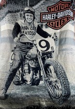 Vintage Harley Davidson Tapestry Throw Blanket Antique Motorcycle 47x67