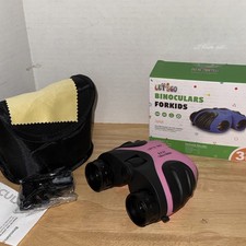 LET'S GO Binocular for Kids Compact High Resolution Shockproof Binoculars Pink
