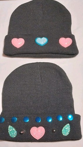 Heart Beanie Caps - Set of 2 - Custom Embroidered Fashion - Size S