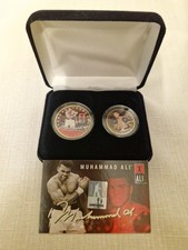 Muhammad Ali 2 24KT Gold Plated Coins In Velvet Gift Box with COA