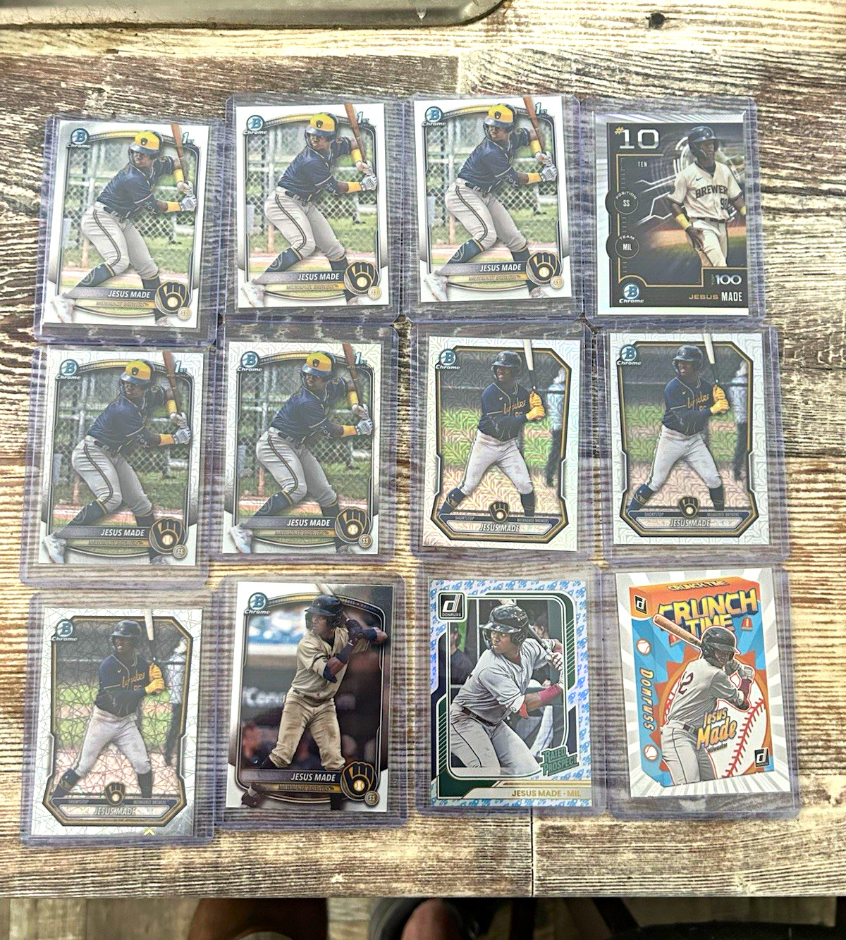 Topps Jesus Made Milwaukee Brewers 2023 Bowman Chrome/Donruss Rookie 11-Card Lot