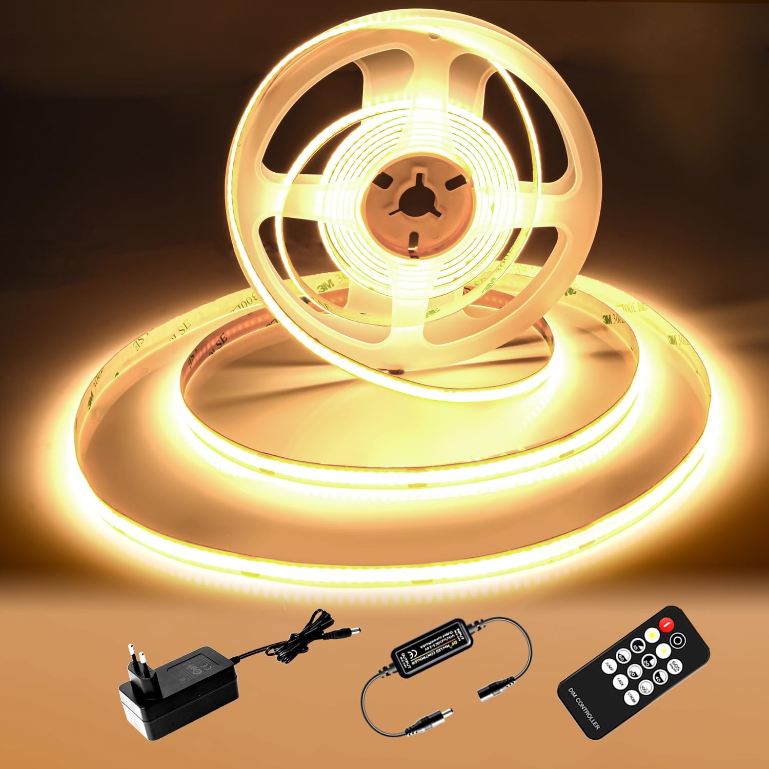luktix Striscia LED Bianca Calda 5m 3000K Striscia LED Dimmerabile 24V CRI92