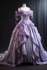 Vintage Forest Fariy Violet Wedding Dresses with 3D Flowers Tulle Bridal Gowns