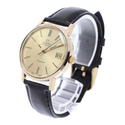 OMEGA Genève 166.0163 34mm SS Gold Dial Automatic Date Watch #C10740