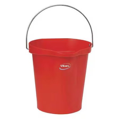 Vikan 56864 3 1/4 Gal Round Bucket, 12-3/4 In H, 12 4/5 In Dia, Red,
